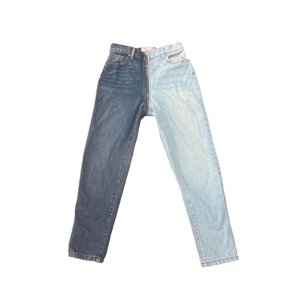 REVICE Zip-Around Crop Jeans Womens Sz 26 Tokyo Wash BlueYin Yang High Rise Y2K